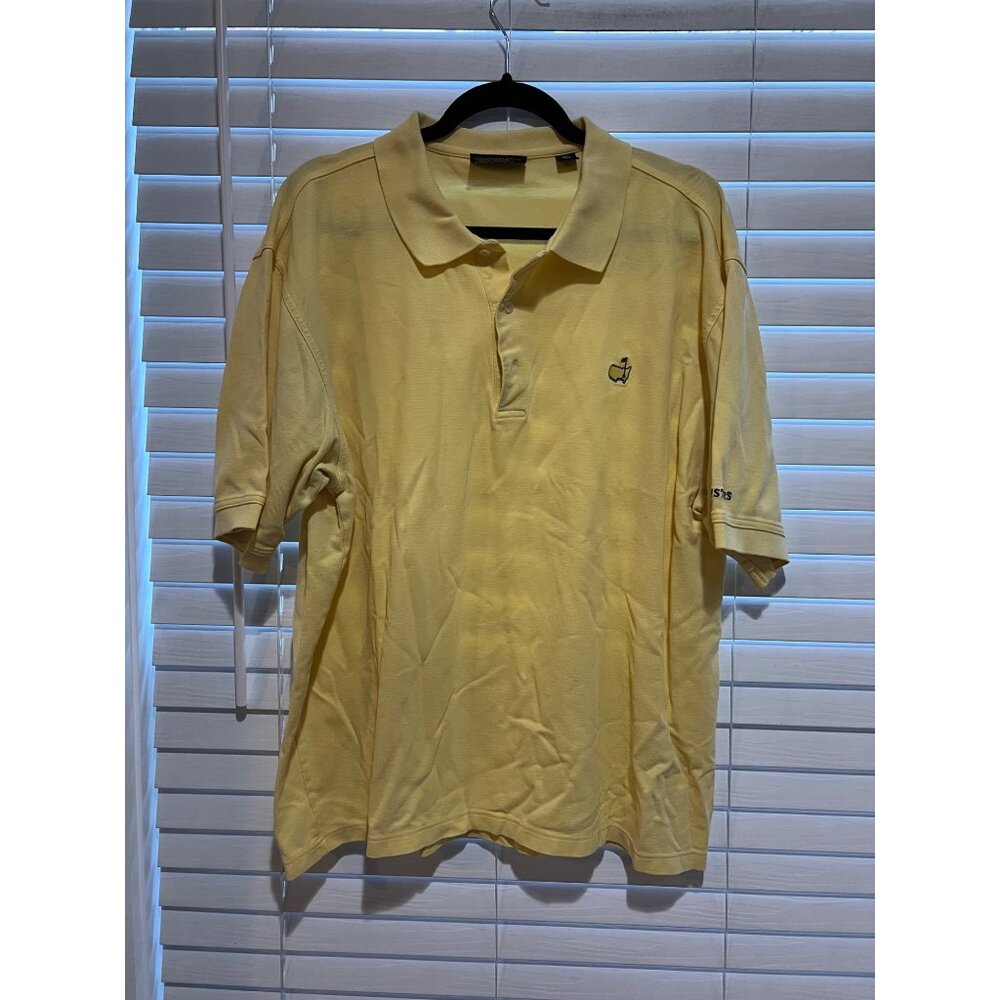 Masters Collection Mens XL Yellow Pique Cotton Golf Polo Shirt Short Sleeve Logo